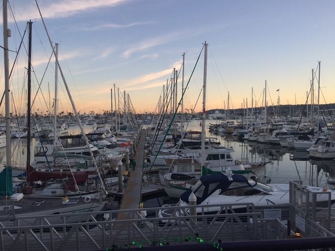 Boats docked in Sun Harbor Marina in San Diego