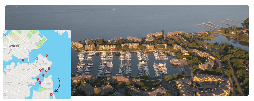 Chesapeake Harbour Marina is a few miles south of downtown.