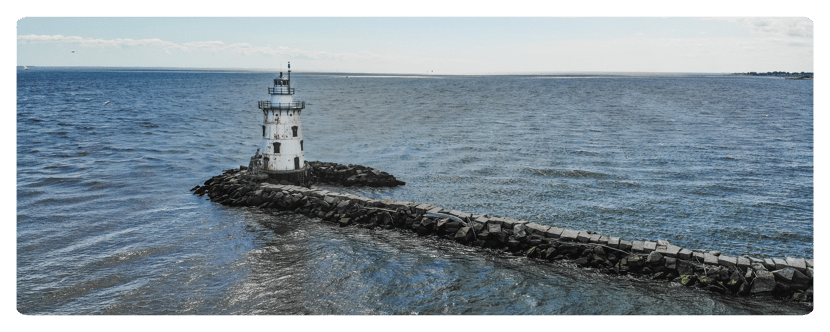 Old Saybrook Breakwater Guiding Cruisers into the Connecticut River from Long Island Sound