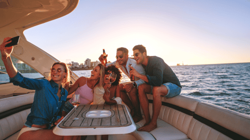 Friends enjoying a seamless boating adventure 