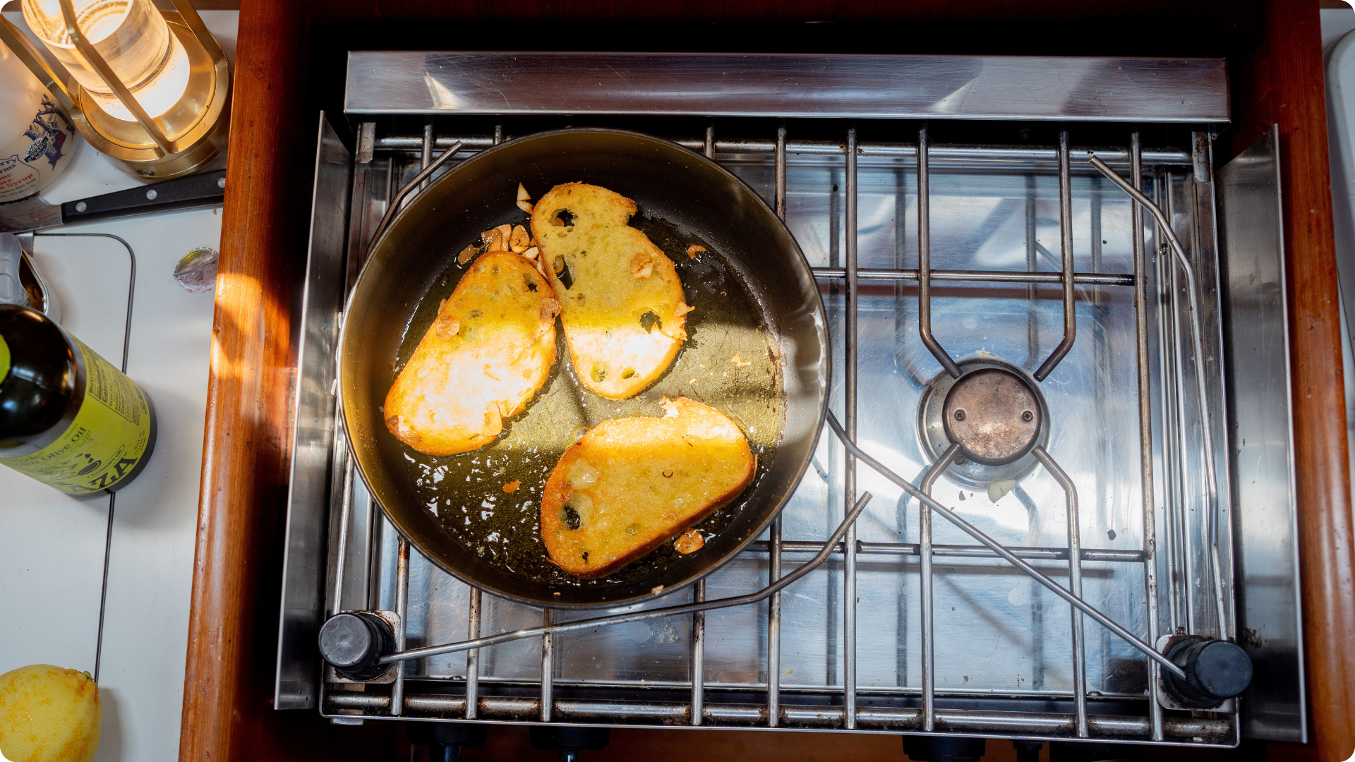 Best way to elevate tinned fish. Garlic Toast