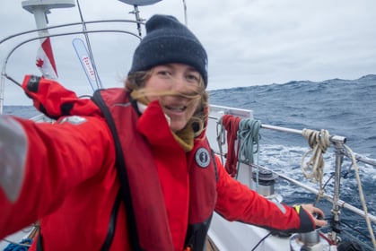 Kayleen navigating big seas in the Pacific Ocean