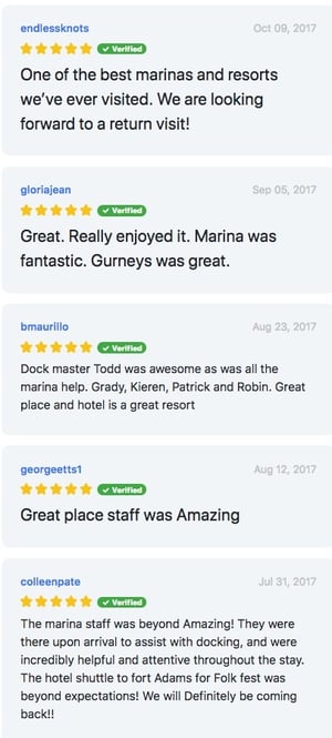 marina reviews example