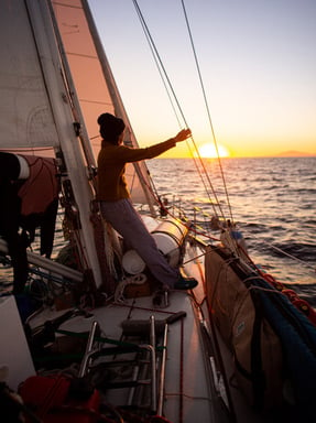 Kayleen sailing into the sunset