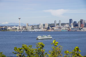 View of the Puget Sound and Space Needle